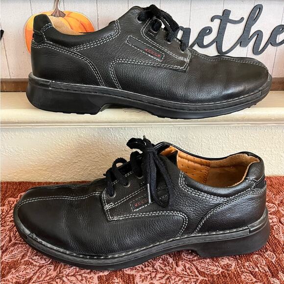 Ecco Mens Shock Point Black Leather Lace Up Comfort Oxford Shoes EU Size 44 main image 4